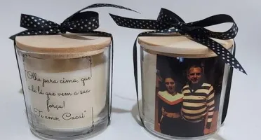 Vela Aromática Personalizada com Foto Dia dos Pais