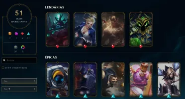 Conta League of Legends Diamante 4 com ótimas skins