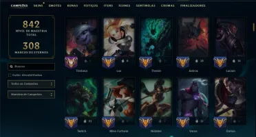 Esmeralda 4 com TODOS os Champs e 407 Skins +2 Raras