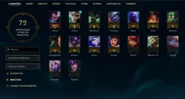 CONTA LVL 30, UNRANKED, 16 CHAMP, 3 SKINS