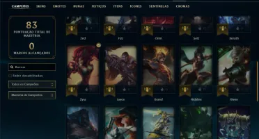 Ouro 4 com 40 Champs e 7 Skins + 11 Fragmentos