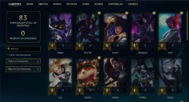 Ouro 4 com 40 Champs e 7 Skins + 11 Fragmentos