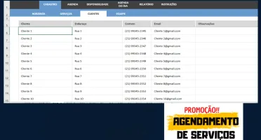 Planilha Agendamentos De Serviços Modelo Editável