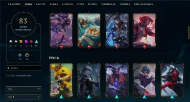 Unranked com 120 Champs e 83 Skins +2 Prestigios