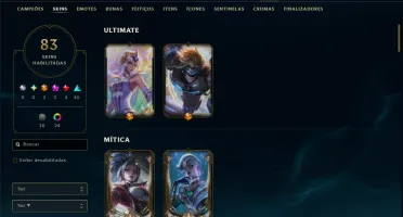 Unranked com 120 Champs e 83 Skins +2 Prestigios