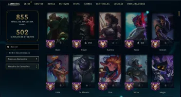 Prata 4 com TODOS os Champs e 197 Skins ( Nivel 1077 )