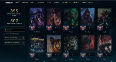 Prata 4 com TODOS os Champs e 197 Skins ( Nivel 1077 )