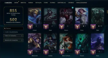 Prata 4 com TODOS os Champs e 197 Skins ( Nivel 1077 )
