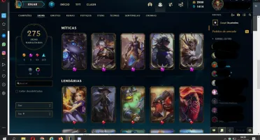 Conta Gold, 5 Skins Miticas 150 Prestígio 275 Skins