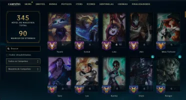 Diamante 4 com TODOS os Champs e 99 Skins ( SUP / ADC )