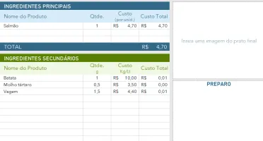 Planilha De Plano De Custo De Receitas - Editavel
