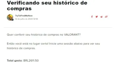 Conta Valorant R$ 2600,00 Gastos