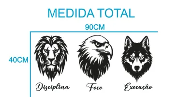 Kit 6 Peças Animais Disciplina Foco Execução em MDF