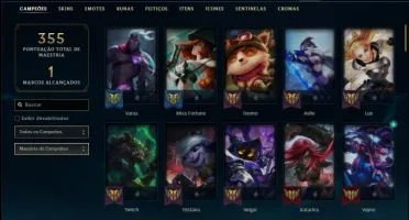 Conta Unranked com 50 Skins e 88 Champs