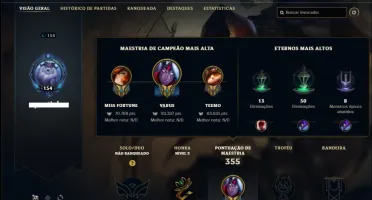 Conta Unranked com 50 Skins e 88 Champs