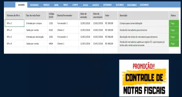 Planilha para Controle de Notas Fiscais