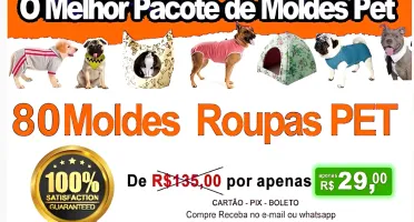 Kit 80 Moldes Roupas Pet Cães E Gatos + Modelagem Cirúrgica