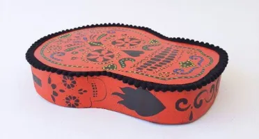 Quadro Box Caveira Mexicana Vermelha