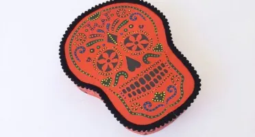 Quadro Box Caveira Mexicana Vermelha