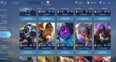 Conta Mobile Legends - 94 Heróis - 176 Skins - Emblemas Full