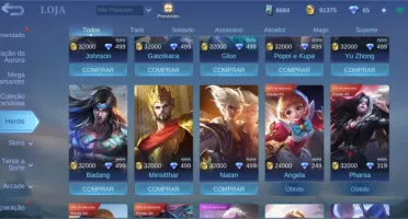 Conta Mobile Legends - 94 Heróis - 176 Skins - Emblemas Full