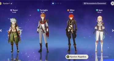 Geshin impact contém 3 personagem 5* Diluc,Childe e Jean