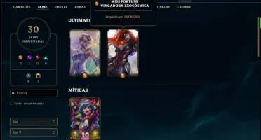 Conta prata 1 com 58 champs e 30 skins (2 Ultimates)