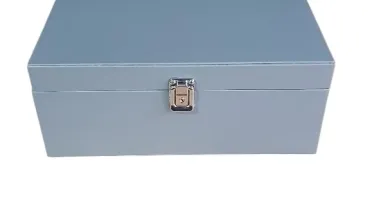 Porta-Joias Grande Cinza com Espelho e Chave
