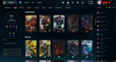 Conta lol nivel 385 81 skins