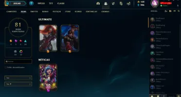 Conta lol nivel 385 81 skins