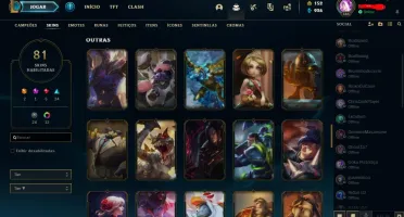 Conta lol nivel 385 81 skins