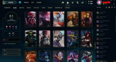 Conta lol nivel 385 81 skins