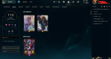 Conta De Lol Lvl 341 + Gold 2 + 2 Skin Ultimate + 114 Skins