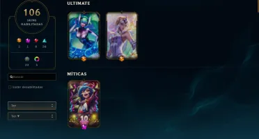 CONTA LOL 106 SKINS 135 CHAMPIONS DIAMANTE 1 SEASON PASSADA