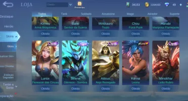Conta Mobile legends 419 skins