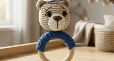 Mordedor Urso marinheiro em amigurumi