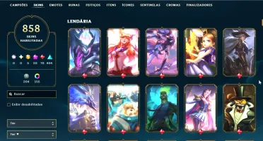 Conta de league of legends com 850 skins no Prata