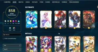 Conta de league of legends com 850 skins no Prata