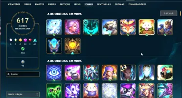 Conta de league of legends com 850 skins no Prata
