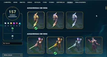 Conta de league of legends com 850 skins no Prata