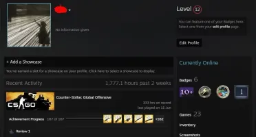 CONTA PRIME GLOBAL ELITE LEVEL 12 STEAM E 23 JOGOS