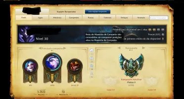 CONTA PLATINA V COM ÓTIMO MMR 10 SKINS E 21 CHAMPIONS+FW