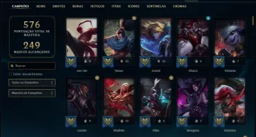Conta unranked com TODOS os champs e 171 skins ,6 vitoriosas