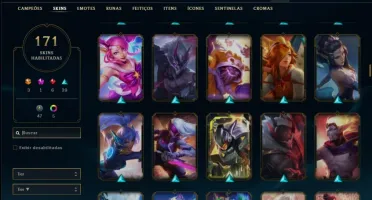Conta unranked com TODOS os champs e 171 skins ,6 vitoriosas