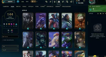 conta de lol plat 3, ex diamond 144 skins + honra 4
