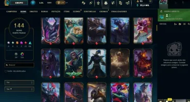 conta de lol plat 3, ex diamond 144 skins + honra 4