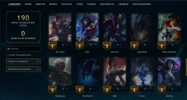 Mestre com 65 Champs e 12 Skins
