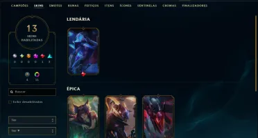 Mestre com 65 Champs e 12 Skins