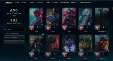 Ferro 4 com TODOS os Champs e 207 Skins ( MID / TOP / ADC )
