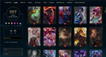 Ferro 4 com TODOS os Champs e 207 Skins ( MID / TOP / ADC )
